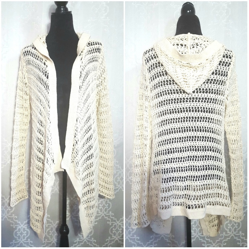 Lucky Linen Blend Open Weave Cardigan Cover-up